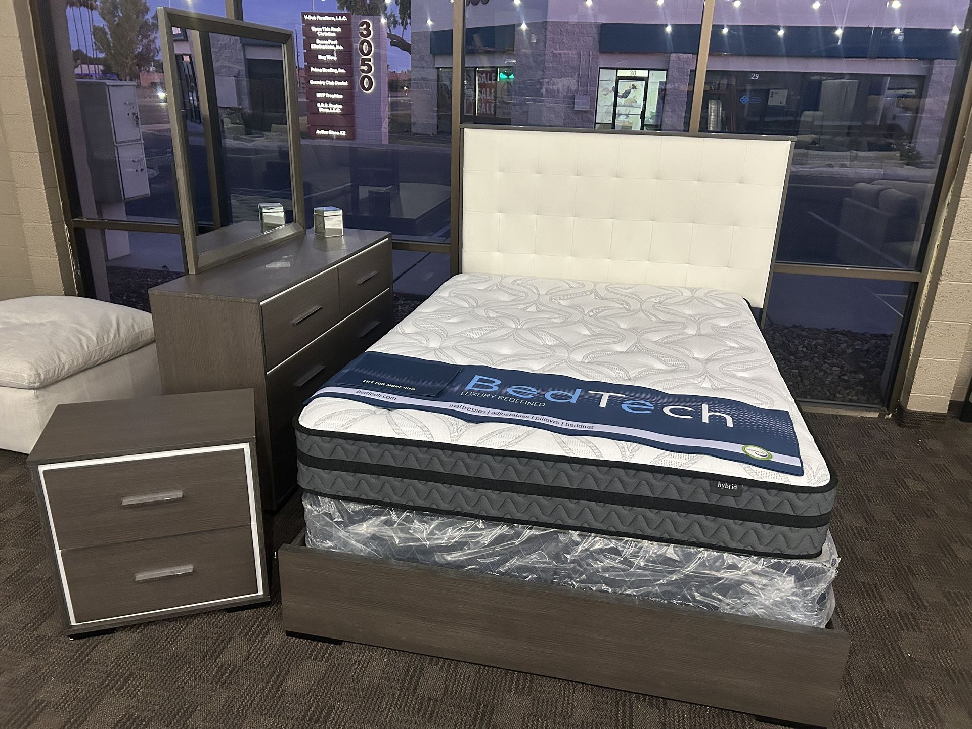 Modern Gray And White Bedroom Set