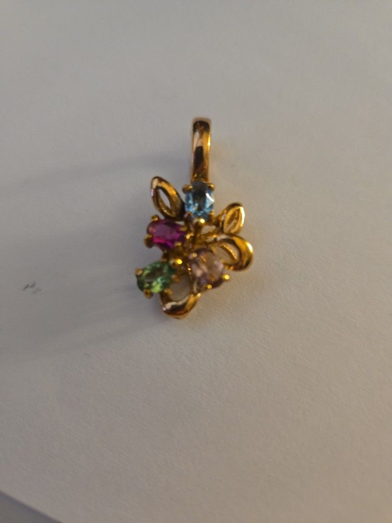 Gold Plated Pendant And 4 Stones