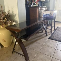 TV Stand / Entertainment Center - Black Glass Shelves