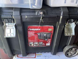 Husky 37 in. Rolling Tool Box Utility Cart Black 50 Gallon