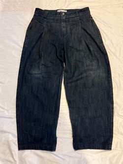 Raw Baggy Pleated Jeans