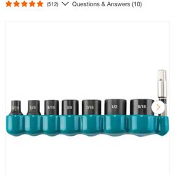 Makita ImpactXPS 1/4 in. Drive 6-Point SAE Impact Socket Set with Standard Socket Adapter (8-Piece) 