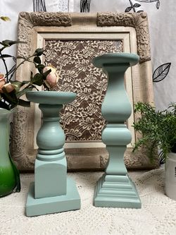 Pair Of Wooden Candle Holders