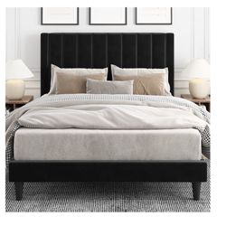 Black Velvet Queen Size Bed Frame