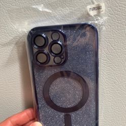iPhone 14 Pro Max bling mag safe blue cell phone case 