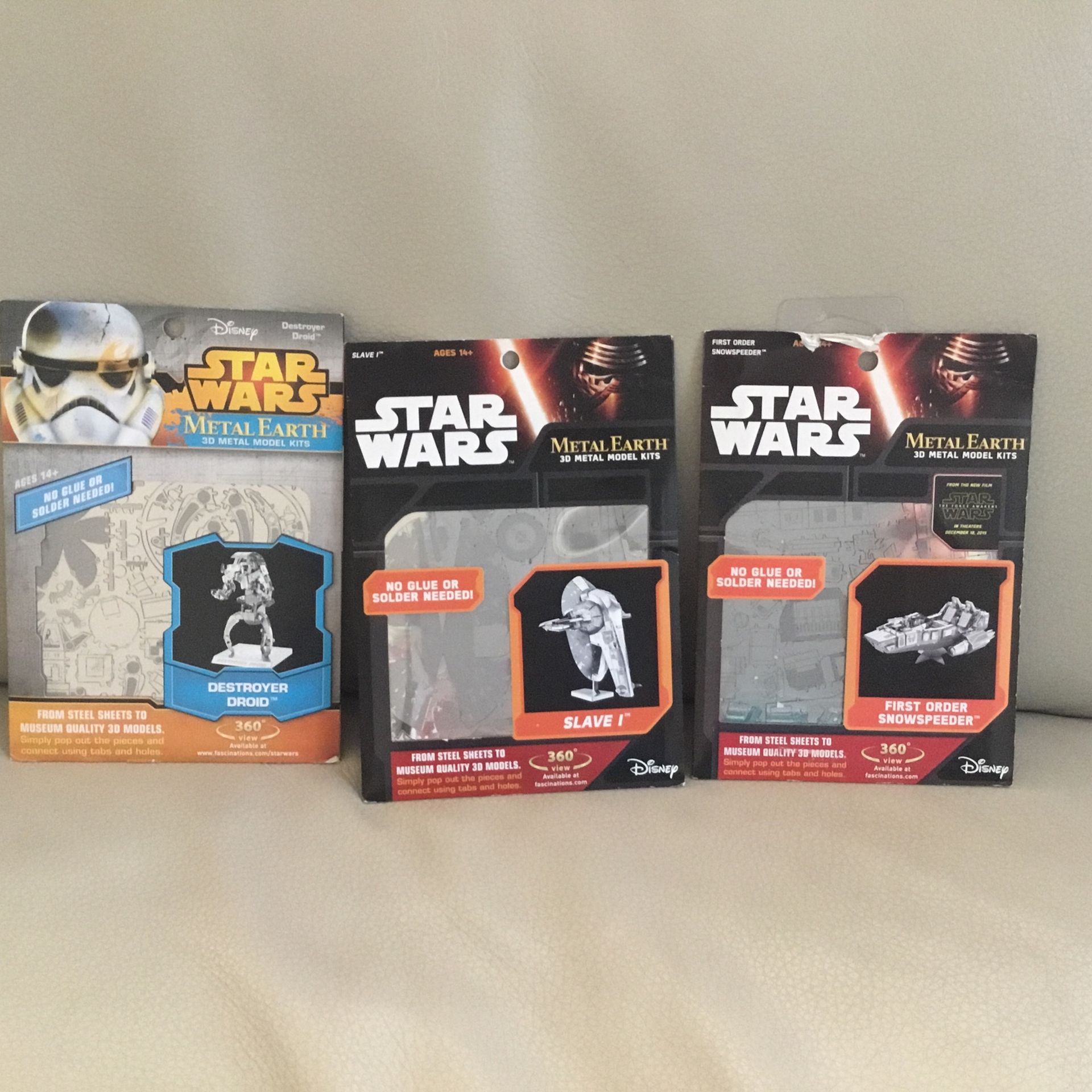 3 StarWars, Disneyland Parks, 3D Metal Earth Model Kits. Never Opened , Metal Sculptures Kit.