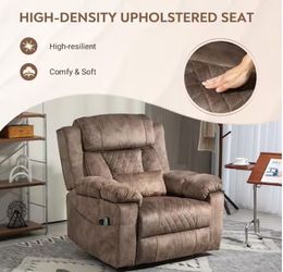 #331AB Brown Dual OKIN Motor Velvet Power Lift Recliner with Armrest Storage, Massage and Heating