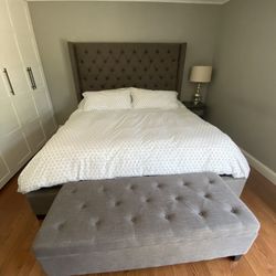 King Bed, Storage Bench And Box Springs 