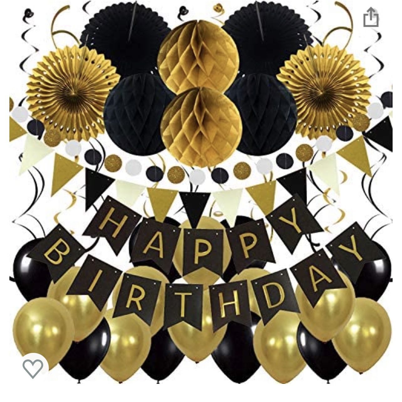 Birthday Party Decor Pack - Black And Gold