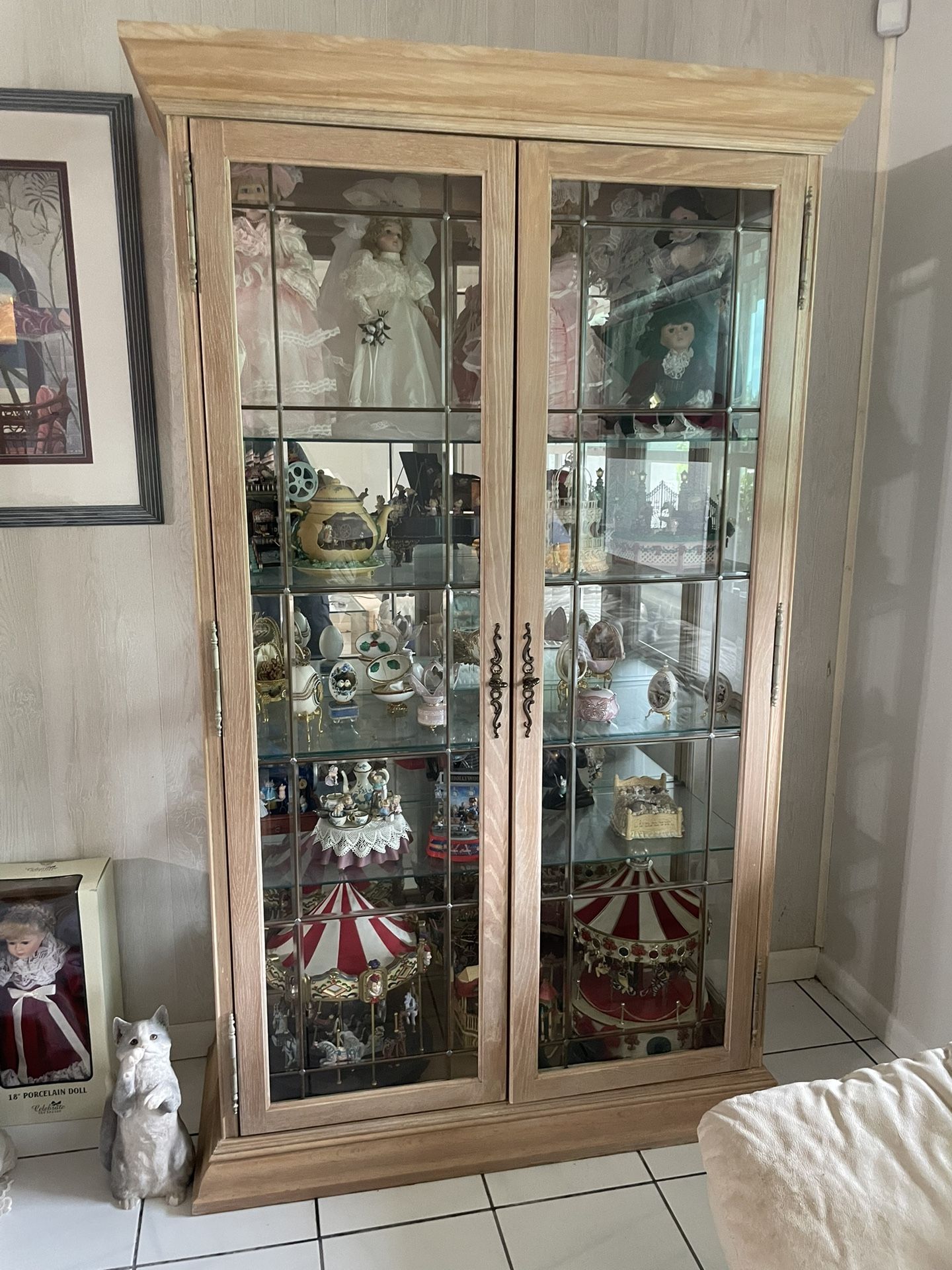 China Cabinet - Light Wood/ Glass Shelves
