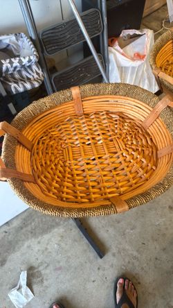 Round Wicker Basket with Handles