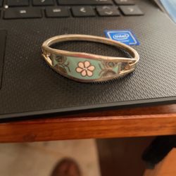 Beautiful Kids Turquoise Inlaid Sterling Silver Bracelet 