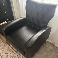 Vegan Leather Tufted Wingback Chair
