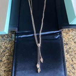 Vintage Tiffany & Co Sterling Silver Triple Leaf Lariat Necklace