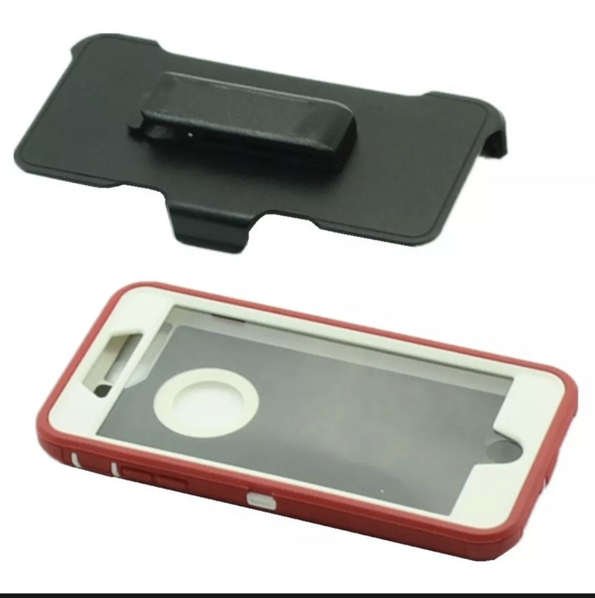 For iPhone 6/ 6 Plus , iPhone 7/ 7 Plus iPhone 8 / 8 Plus Red With White Belt Clíp Case Holster Defender Funda