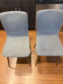 Grey & Gold Upholstered Fabric Dining Chairs