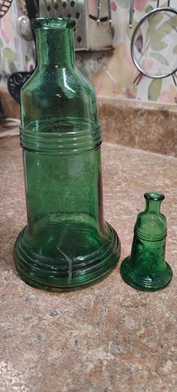 Liberty Bell Medicine Bottles Green Glass