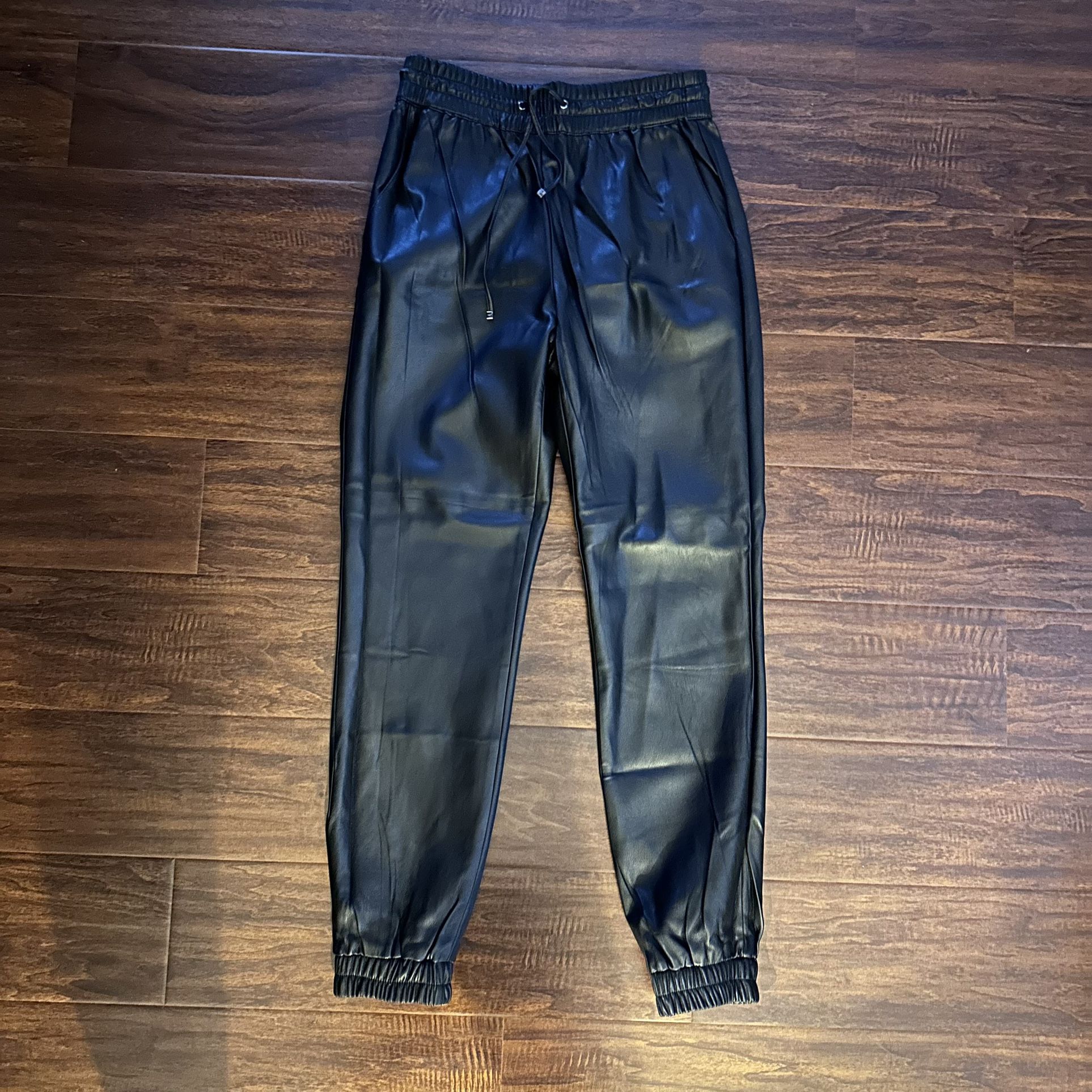 Marc New York black faux leather jogger pants