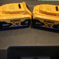 DeWalt 20v New XR.  Batteries. 4.0 AH. Lithium   X2