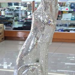 Gorgeous Modani Crystal Jaguar Left Sculpture