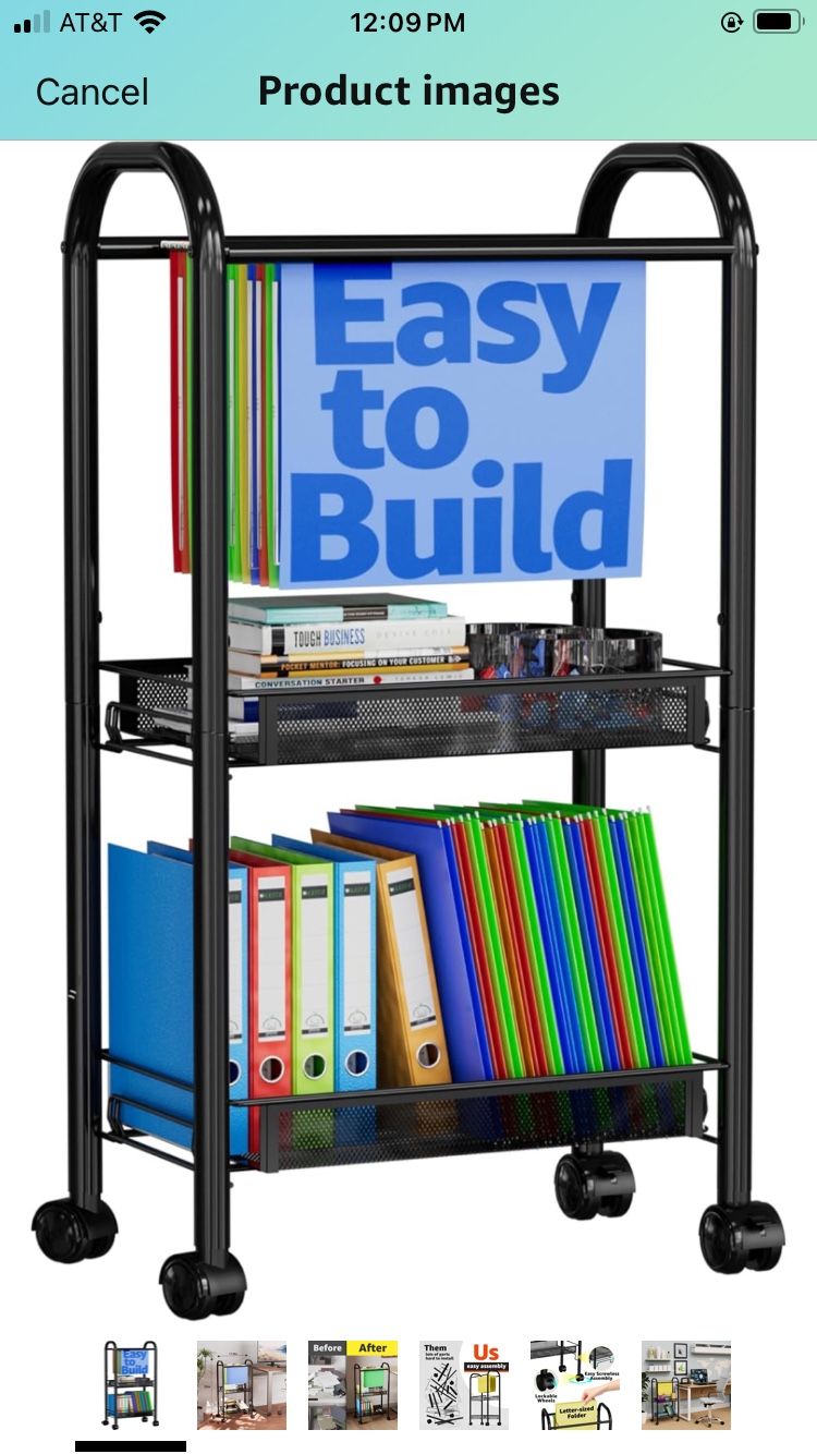 Rolling File Cart WONDERBUY 2-Tier Hanging File Folders