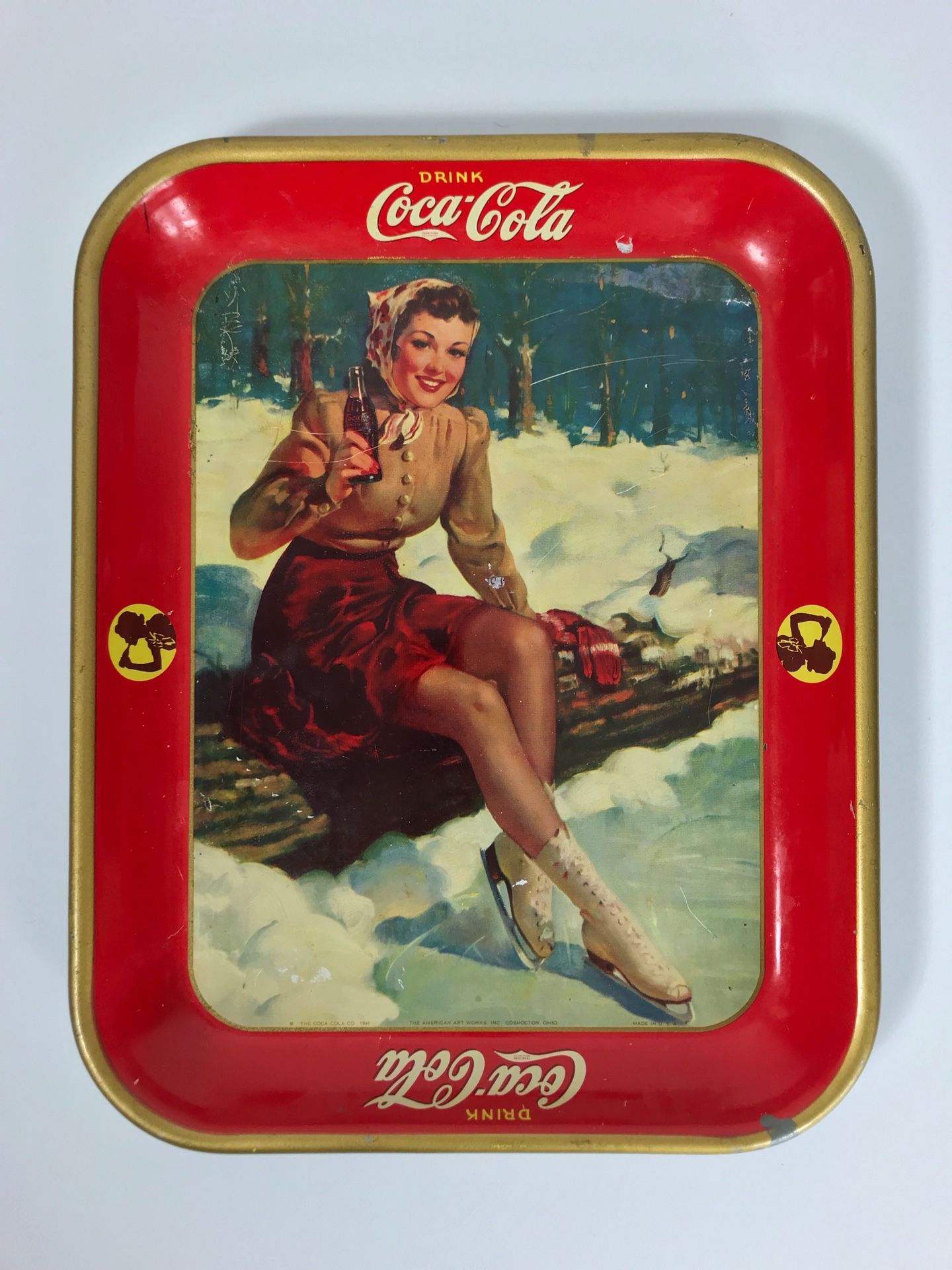 Vintage 1941 Coca-Cola Skater Serving Tray