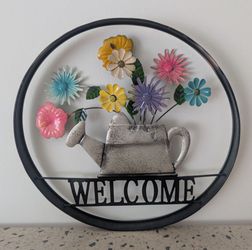 Farmhouse Metal Flower Wall Decor Welcome Sign
