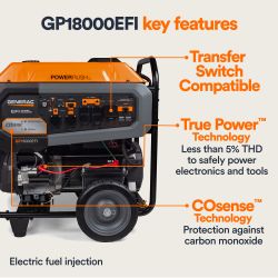 Generac GP18000E Portable Generator, 18,000 Watts, EFI