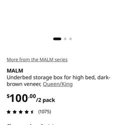 2 New In Box IKEA Malm Under Bed Drawers / Storage