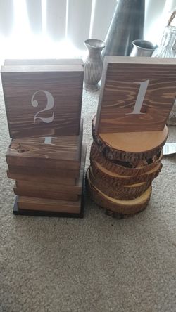 Table numbers and wood blocks