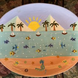Hand Painted Beach Serving Platter