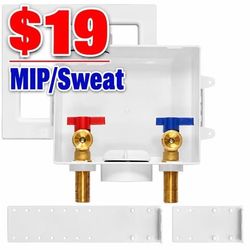 Outlet Box Washing Machine 1/2" Sweat/MIP Inlet
