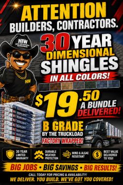 30 year shingles by the truckload