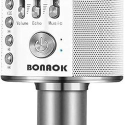 BONAOK Wireless Bluetooth Karaoke Microphone,3-in-1 Portable Handheld Karaoke Mic Speaker Machine Home Party Birthday for All Smartphones Q37 (Space G
