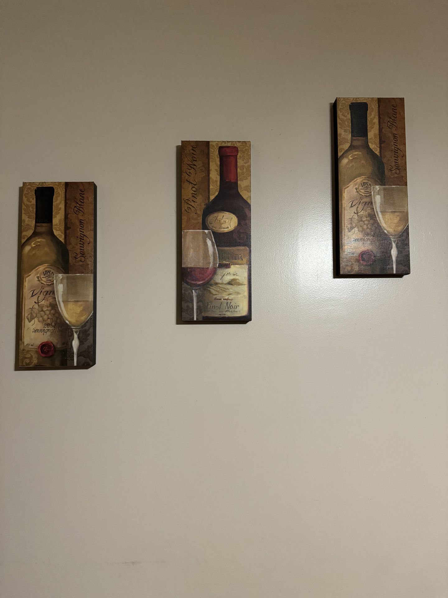  Wine Glass Canvas Decor- 3 Pc Set 