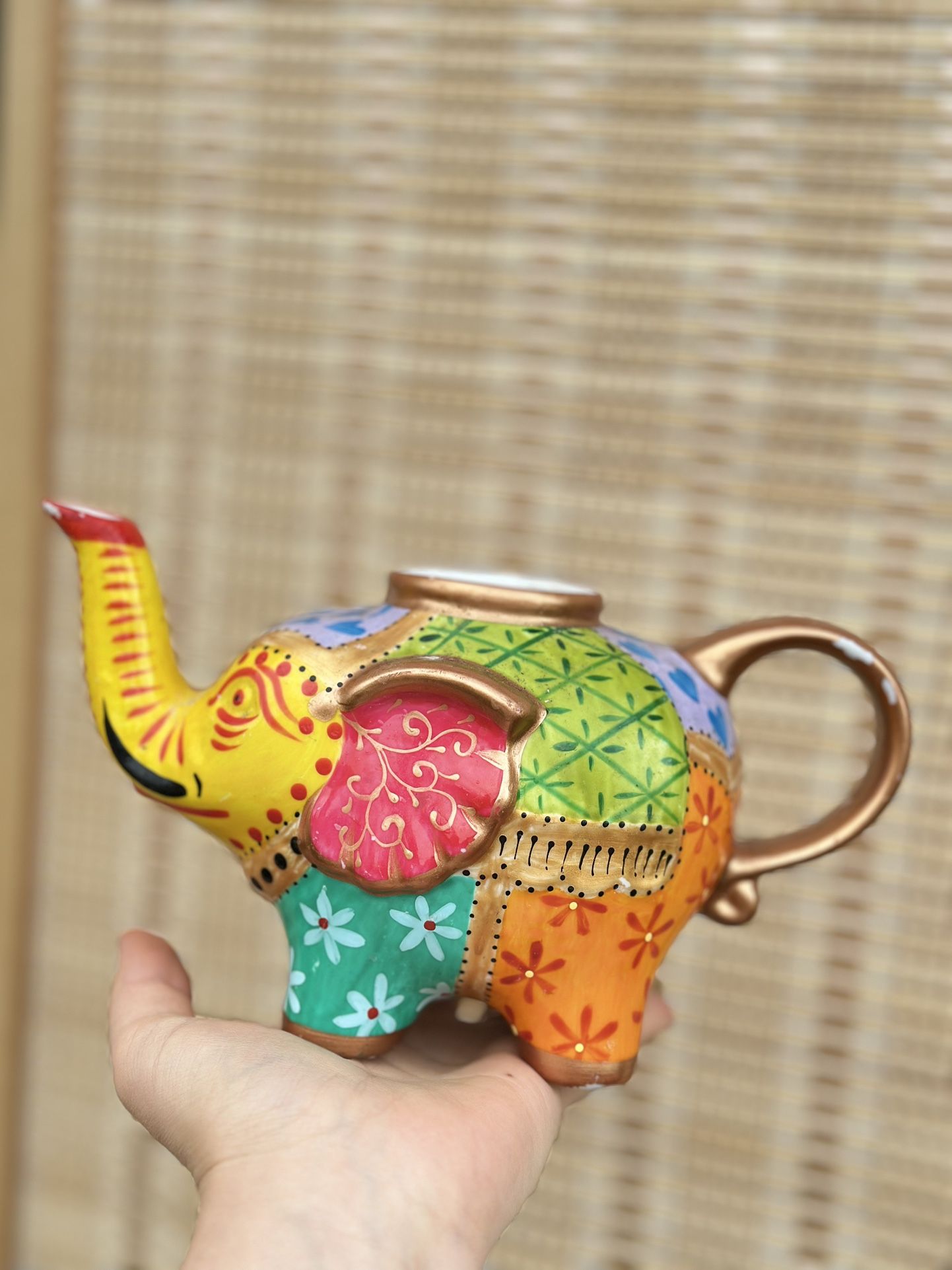Vibrant and whimsical elephant-shaped teapot