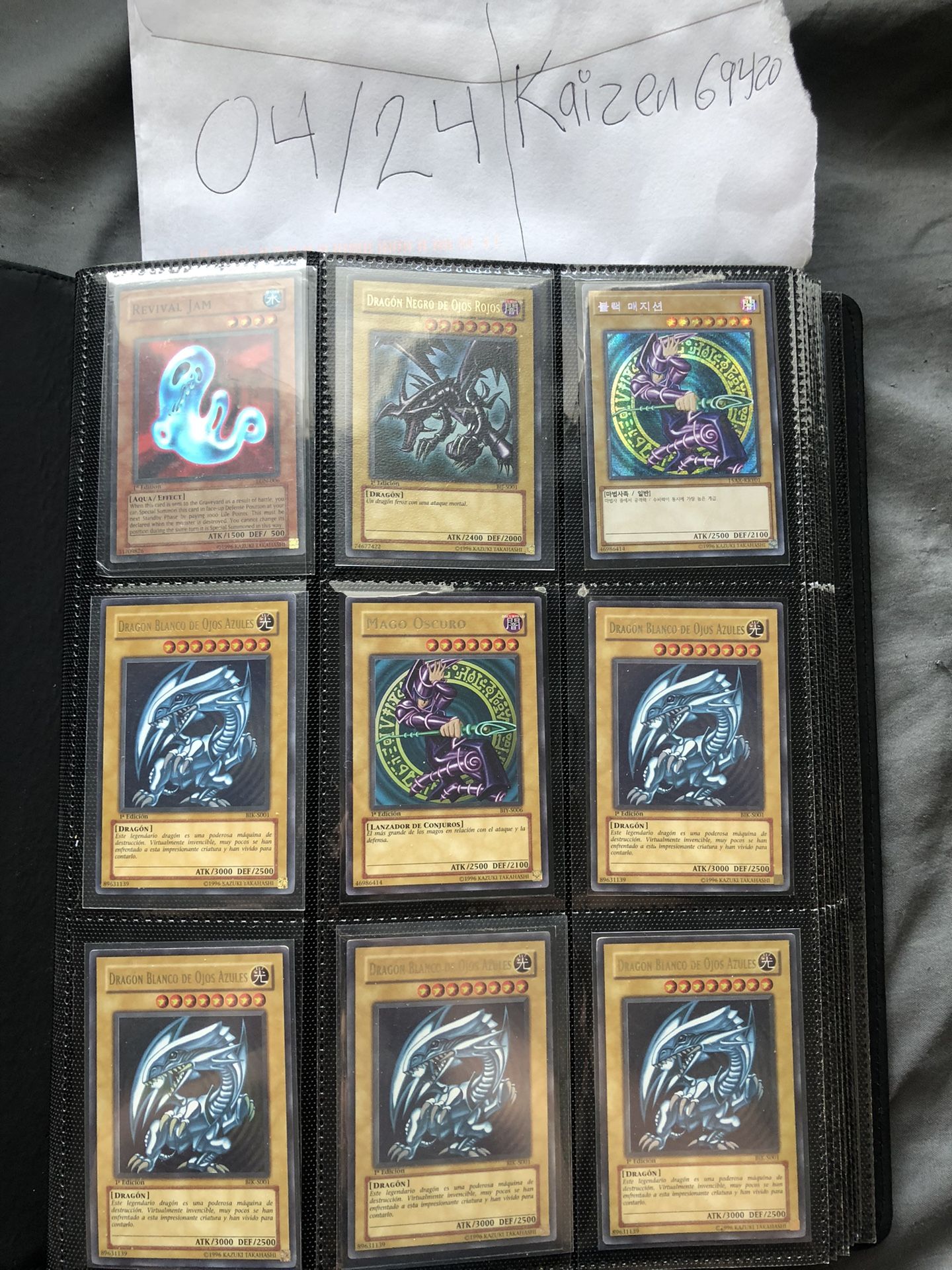 Yugioh Binder Rare Cards Dark Magician Blue Eyes White Dragon 