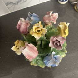 Porcelain Flower Hans Paint Italy Original 