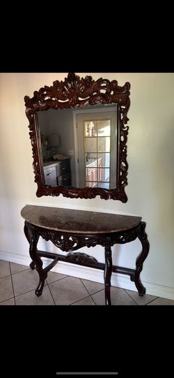 Antique Marble Table & Mirror