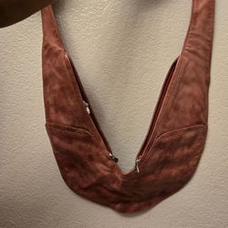 Rust Brown Leather Sling Crossbody Bag