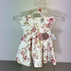 NEW Koala 12M Baby Girls Dress Floral Short Sleeve Pink/White
