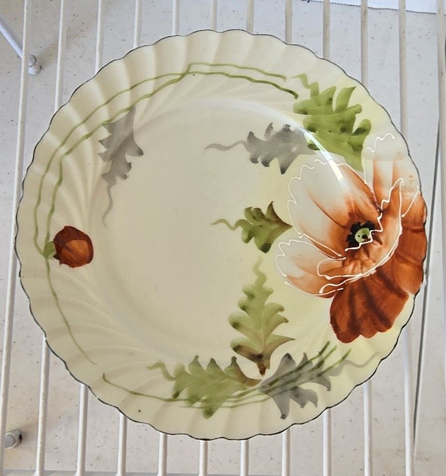 Vintage TE-OH Nippon China Hand Painted plate w scalloped edge