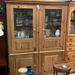 2 PCs Light Wood Cabinet W/ Shelves