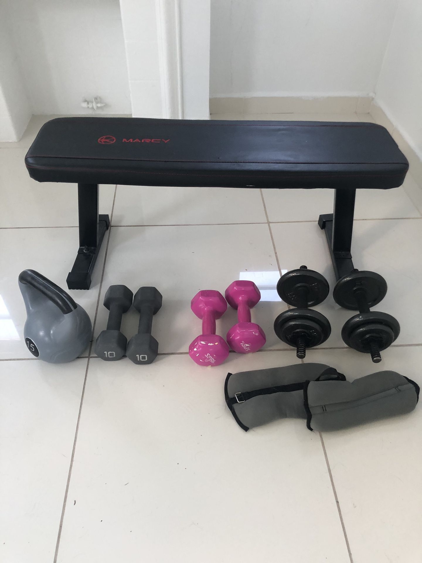 Workout bench with weights