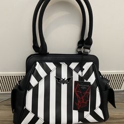 Black And White Stripped Handbag 