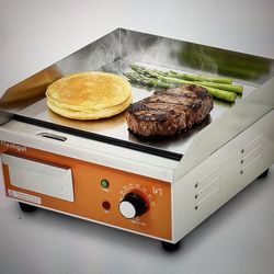 15.3 IN Nonstick Stainless Steel Electric Griddle Adjustable Temperature Control Flat Top Griddle For Resturant, Kitchen, Indoor, Outdoor, Camping, Co