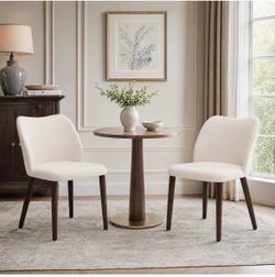 Set of 4 Modern Upholstered Dining Chairs - Beige