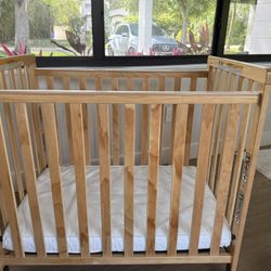 Compact Wooden Crib with Mattress – Daycare/Preschool Size