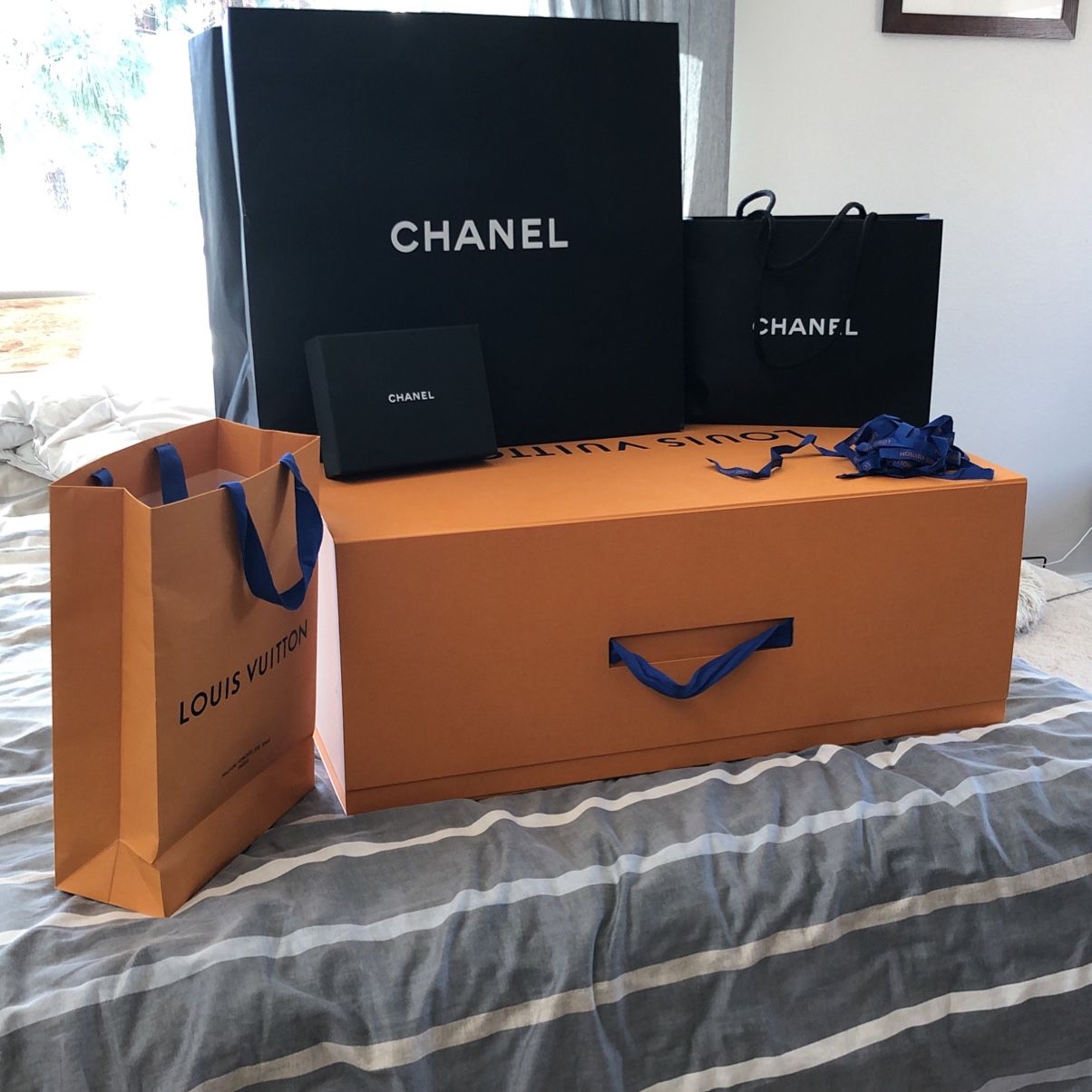 Louis vuitton and chanel mix of boxes (see account for Dimensions