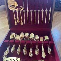 Gold Tone Flatware Set